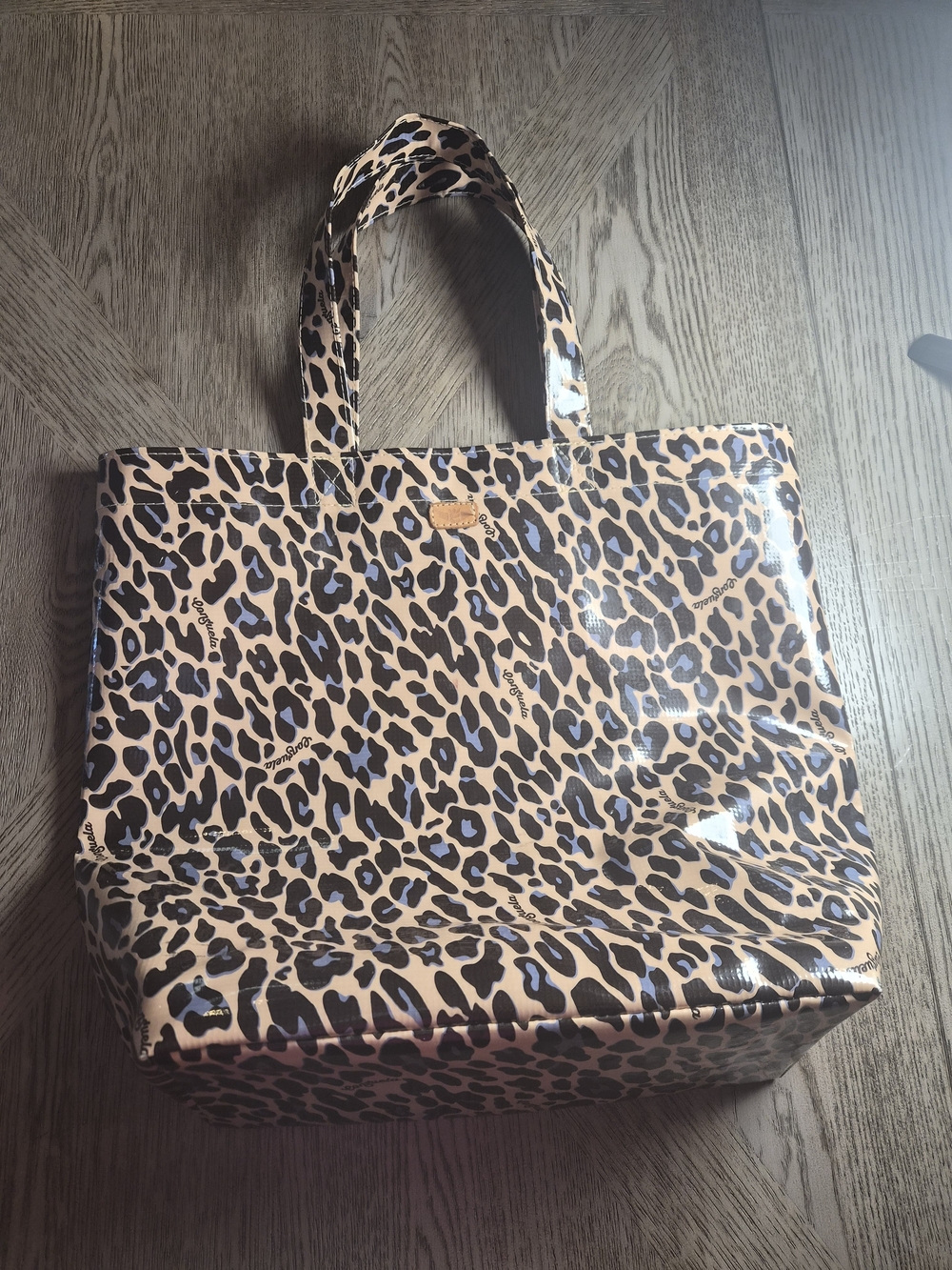 Consuela Leopard Print Shoulder Tote in Tan and Black